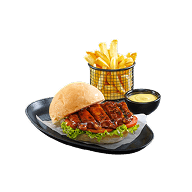 Food stall Rib burger and chips