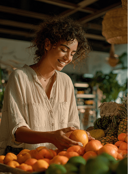 Lady picking fruits